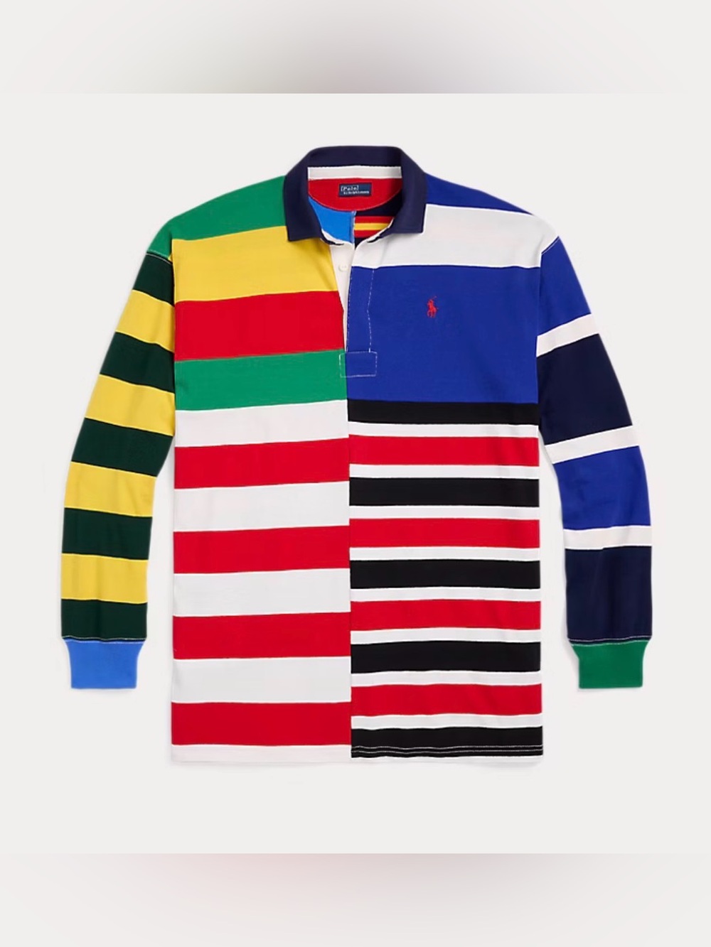 Polo Ralph Lauren Patchwork-Stripe Jersey Rugby Shirt Sz Large NWT